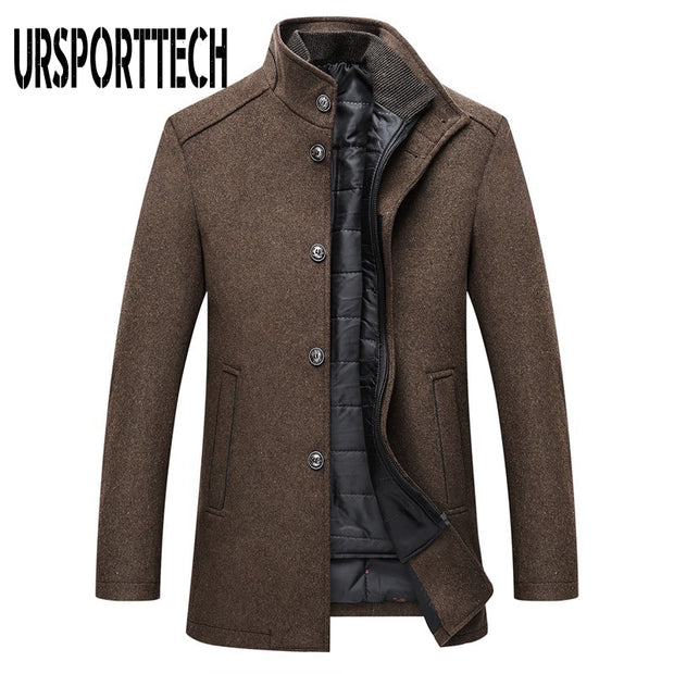 Winter Warm Wool Blend Coat Men Thick Overcoats Topcoat Mens Single Breasted Jackets And Coats With Adjustable Vest Men&#39;s Coat
