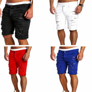 Men&#39;s Denim Chino Fashion Shorts Washed Denim Boy Skinny Runway Short Men Jeans Shorts Homme Destroyed Ripped Jeans Plus Size