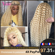 613 Blonde Lace Front Wig Curly Human Hair Wigs 13x4 HD Transparent Lace Front Human Hair Wigs Pre Plucked Remy Hair Yimeishun