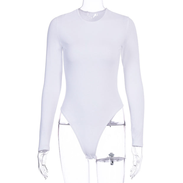 Solid Color Slim Fit Long Sleeves Base Bodysuit