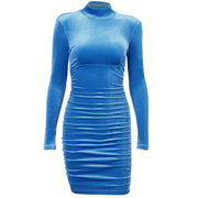 Temperament High Collar Ins Velvet Tight Long-Sleeve Dress