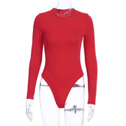 Solid Color Slim Fit Long Sleeves Base Bodysuit