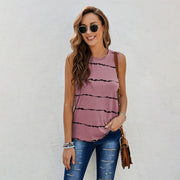 Striped Printed Amazon round Neck Pullover Vest