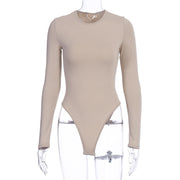 Solid Color Slim Fit Long Sleeves Base Bodysuit
