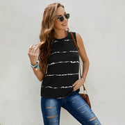 Striped Printed Amazon round Neck Pullover Vest