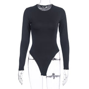 Solid Color Slim Fit Long Sleeves Base Bodysuit