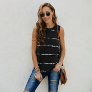 Striped Printed Amazon round Neck Pullover Vest