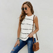 Striped Printed Amazon round Neck Pullover Vest