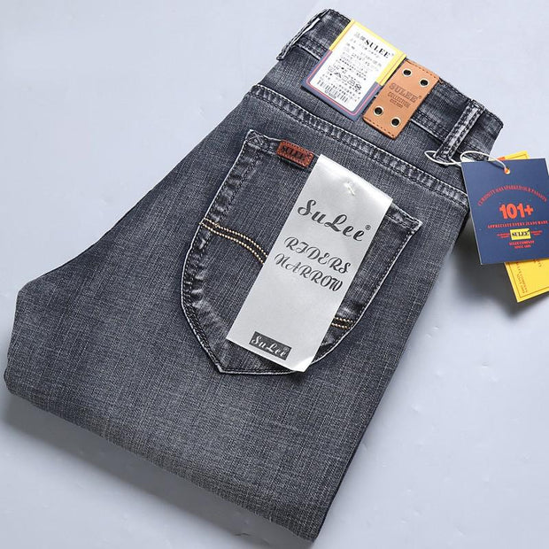 2022 SULEE  Brand Slim Fit New Men&#39;s Jeans Business Casual Elastic Comfort Straight Denim Pants Male High Quality  Trousers