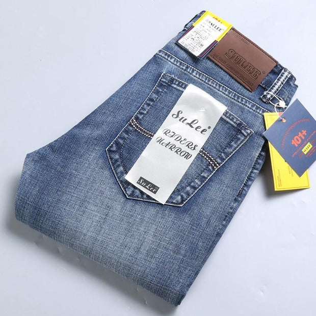 2022 SULEE  Brand Slim Fit New Men&#39;s Jeans Business Casual Elastic Comfort Straight Denim Pants Male High Quality  Trousers