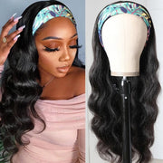 APsavings Headband Wig Human Hair Scarf Wig 180% Density Remy Brazilian Body Wave Wig Natural Wavy Glueless Human Hair Wigs for Women