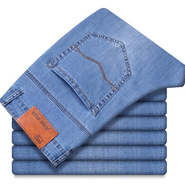 Marque 2021 nouveaux hommes mode jean affaires décontracté Stretch Slim jean classique pantalon Denim pantalon mâle noir bleu