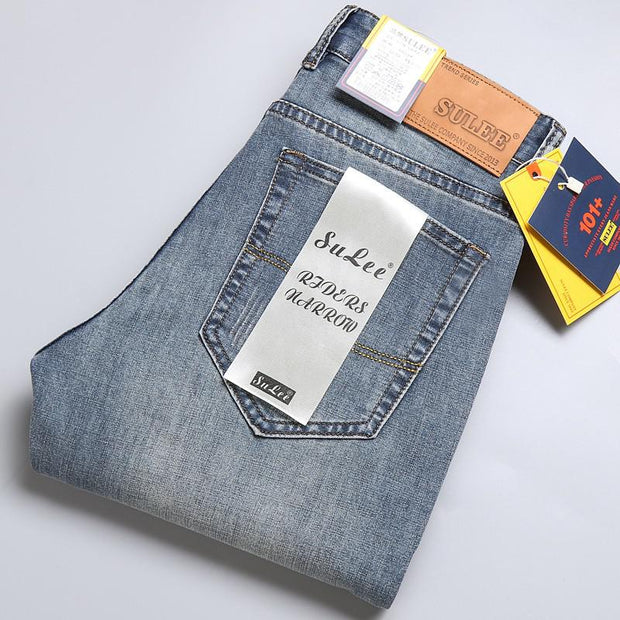 2022 SULEE  Brand Slim Fit New Men&#39;s Jeans Business Casual Elastic Comfort Straight Denim Pants Male High Quality  Trousers
