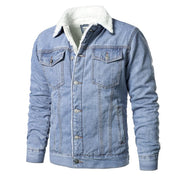 Men Light Blue Jean Jackets Casual Denim Coats New Men High Quality Wool Liner Thicker Winter Denim Jackets Warm Coats Size 6XL