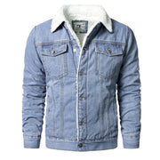 Men Light Blue Jean Jackets Casual Denim Coats New Men High Quality Wool Liner Thicker Winter Denim Jackets Warm Coats Size 6XL