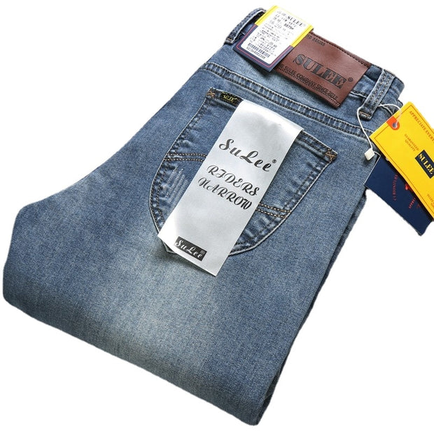 2022 SULEE  Brand Slim Fit New Men&#39;s Jeans Business Casual Elastic Comfort Straight Denim Pants Male High Quality  Trousers