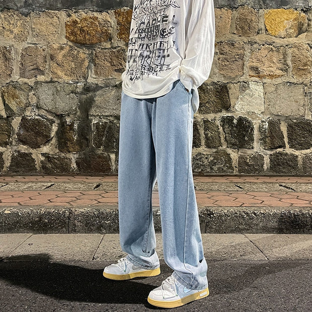 Men&#39;s jeans Neutral Wide Leg Denim Trousers Loose Straight Men Jeans asthetic Man Jeans Pants for boy Casual Baggy hip hop 2022