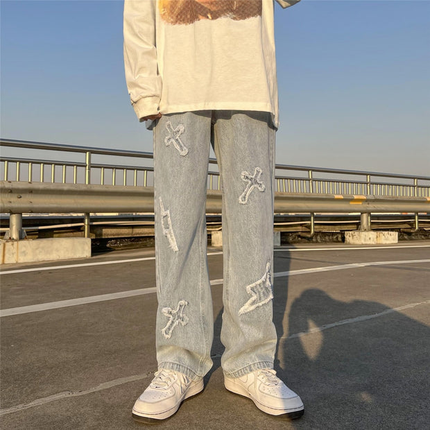 Men&#39;s jeans Neutral Wide Leg Denim Trousers Loose Straight Men Jeans asthetic Man Jeans Pants for boy Casual Baggy hip hop 2022