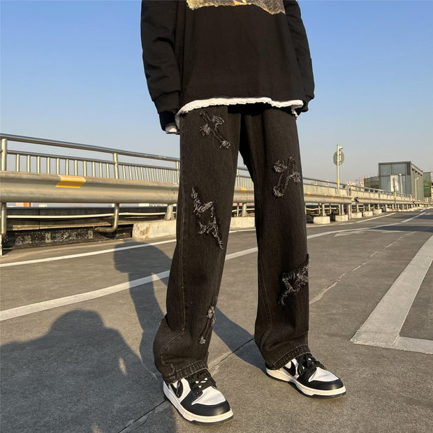 Men&#39;s jeans Neutral Wide Leg Denim Trousers Loose Straight Men Jeans asthetic Man Jeans Pants for boy Casual Baggy hip hop 2022