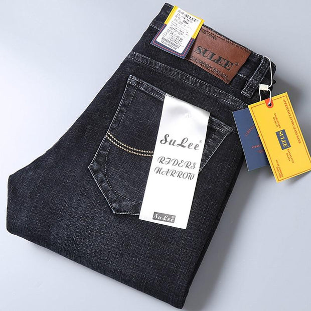 2022 SULEE  Brand Slim Fit New Men&#39;s Jeans Business Casual Elastic Comfort Straight Denim Pants Male High Quality  Trousers