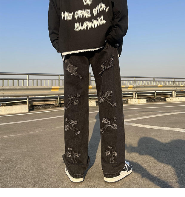 Men&#39;s jeans Neutral Wide Leg Denim Trousers Loose Straight Men Jeans asthetic Man Jeans Pants for boy Casual Baggy hip hop 2022