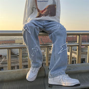 Men&#39;s jeans Neutral Wide Leg Denim Trousers Loose Straight Men Jeans asthetic Man Jeans Pants for boy Casual Baggy hip hop 2022