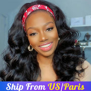 APsavings Headband Wig Human Hair Scarf Wig 180% Density Remy Brazilian Body Wave Wig Natural Wavy Glueless Human Hair Wigs for Women