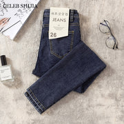 CHIC Elastic Denim Skinny Jeans Woman High Waist Pencil Pants Woman Korean Fashion Show Slim High Light Blue Gray Jean Female