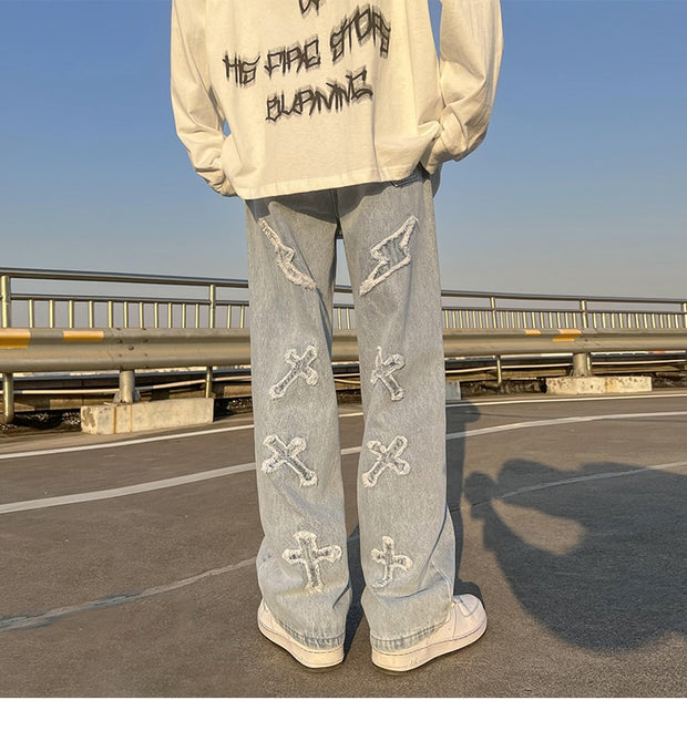 Men&#39;s jeans Neutral Wide Leg Denim Trousers Loose Straight Men Jeans asthetic Man Jeans Pants for boy Casual Baggy hip hop 2022