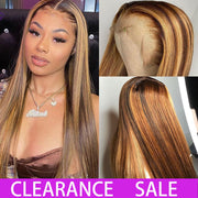 30 Inch Straight Highlight Wig Human Hair 13x4 Ombre Straight Blonde Colored Lace Front Wig For Women 4x4 Brown Colored Wigs