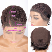 Short Pixie Wig Bob Cut Wig Straight Human Hair Wigs  T Part Cheap Transparent Wig For Women Preplucked Natural Hairline Wig