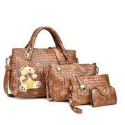 Picture-in-the-mother Bag Four-piece Woven Bear Lady Handbag European And American Fashion One Shoulder Messenger Bag