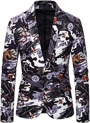Men's Dress Floral Suit Blazer Luxury Dress Notched Lapel Jacket Stylish Tux Two Button Elegant Prom Coat