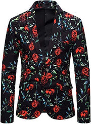 Men's Dress Floral Suit Blazer Luxury Dress Notched Lapel Jacket Stylish Tux Two Button Elegant Prom Coat