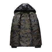 Men's Winter Quilted Jacket Hooded Thick Double Sided Coat High Quality Smooth Shiny Zipper Casual Sport Business Fashion Trend