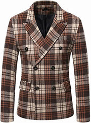 Men's Striped Suit Jackets Casual Notched Lapel Slim Fit Business Blazers Double Breasted Sport Coats