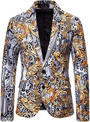 Men's Dress Floral Suit Blazer Luxury Dress Notched Lapel Jacket Stylish Tux Two Button Elegant Prom Coat