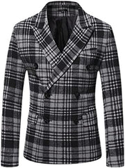 Men's Striped Suit Jackets Casual Notched Lapel Slim Fit Business Blazers Double Breasted Sport Coats