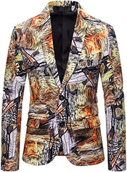 Men's Dress Floral Suit Blazer Luxury Dress Notched Lapel Jacket Stylish Tux Two Button Elegant Prom Coat
