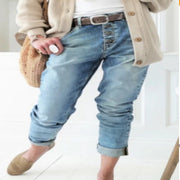 Jeans Women's Jeans Beaded Fashion Jeans Breasted Straight Jeans