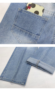 Jeans Women's Jeans Beaded Fashion Jeans Breasted Straight Jeans