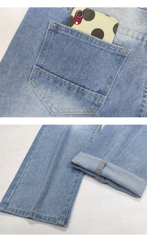 Jeans Women's Jeans Beaded Fashion Jeans Breasted Straight Jeans