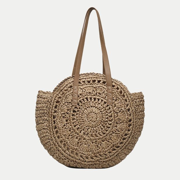 Casual Hollow Out Large Capacity Handbag Totes Handmade Straw Shoulder Bags For Women Big Travel Beach Bag Pack