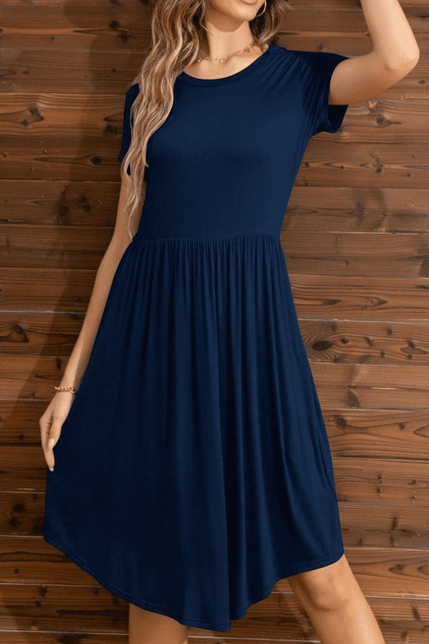 Floral Round Neck Short Sleeve Dress