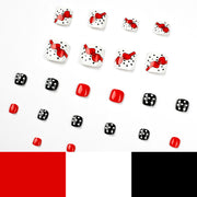 Black And White Dotted Red Bow Toenail Manicure Wearable Manicure Wholesale Fake Nails Nail Stickers Nails